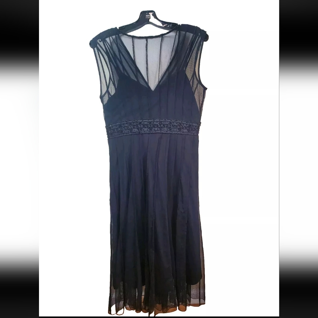 I.C.E Black Dress Size 6 Sleevless Beads A Line